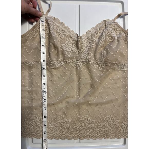 Vanity Fair Smooth Moves Y2K Lace Floral Camisole Top Beige Women’s Size XL - Picture 8 of 8